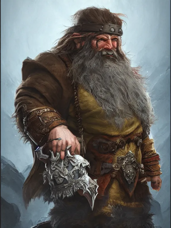 Image similar to High Fantasy Dwarf with his Raven, RPG Portrait Reference, Oil Painting, Trending on Artstation, octane render, Insanely Detailed, 8k, HD