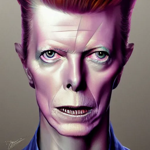 Image similar to a portrait of david bowie as a wizard, upper half portrait, urban motifs, intricate, elegant, highly detailed, digital painting, trending on artstation, concept art, smooth sharp focus, illustration, art by artgerm and greg rutkowski