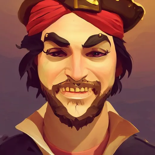 Image similar to painting jack the pirate on sea of thieves game avatar hero smooth face median photoshop filter cutout vector behance hd by jesper ejsing, by rhads, makoto shinkai and lois van baarle, ilya kuvshinov, rossdraws, illustration, art by ilya kuvshinov and gustav klimt