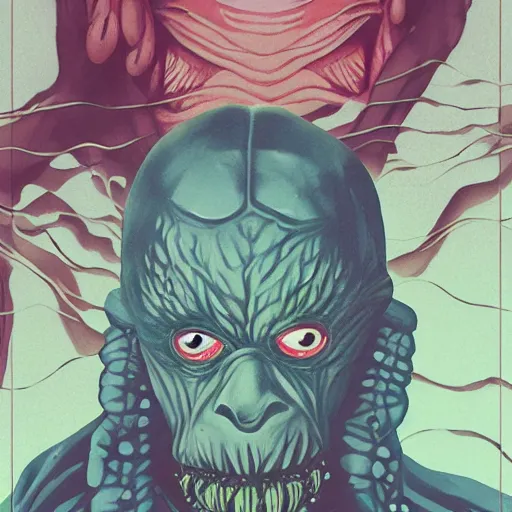 Prompt: Creature from the Black Lagoon picture by Sachin Teng, asymmetrical, dark vibes, Realistic Painting , Organic painting, Matte Painting, geometric shapes, hard edges, graffiti, street art:2 by Sachin Teng:4