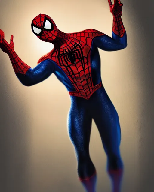 Image similar to spiderman in a christmas style spider suit, 8 k photo, portrait, dynamic lighting, fantasy concept art, trending on art station, stunning visuals, creative, cinematic, ultra detailed, comic strip style