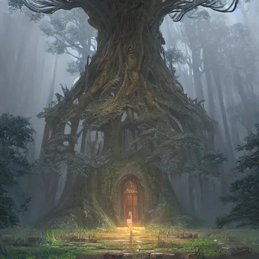 Prompt: a beautiful giant tree growing in the middle of an ancient vast Victorian library indoors. a doorwat embedded in a tree in a library. fantasy digital art, fantasy style art, fantasy hearthstone art style, fantasy game art by greg rutkowski, darksouls concept art