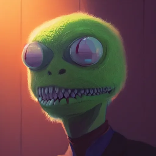 Image similar to highly detailed vfx portrait of a character of a tennis ball monster stephen bliss, chalk, unrealengine, greg rutkowski, loish, rhads, beeple, chalk, makoto shinkai and lois van baarle, ilya kuvshinov, rossdraws, tom bagshaw, basil gogos