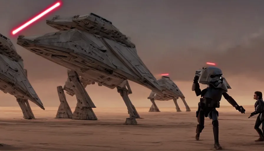 Image similar to a still from star wars directed by pixar animation studio