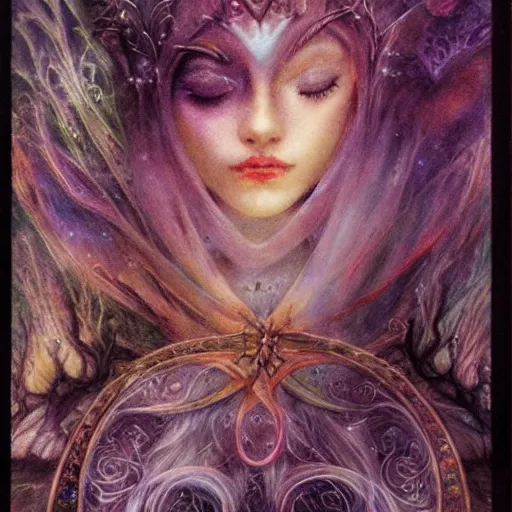 Prompt: queen of the dreamlands, misty night, beautiful! coherent! by brian froud, deep colors, strong lines, high contrast