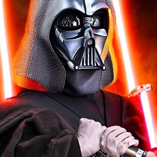 Image similar to Nicolas Cage in full costume and makeup as Darth Icky, new Star Wars villain, photo from Entertainment Weekly cover shoot