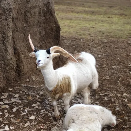 Image similar to lamb and goat fused as one