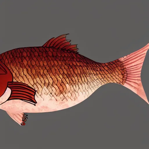 Prompt: carp with a head of a pig, trending on artstation