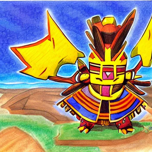 Image similar to an inca themed pokemon by ken sugimori