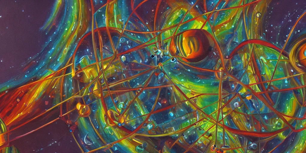 Prompt: detailed painting of a molecule's life perspective