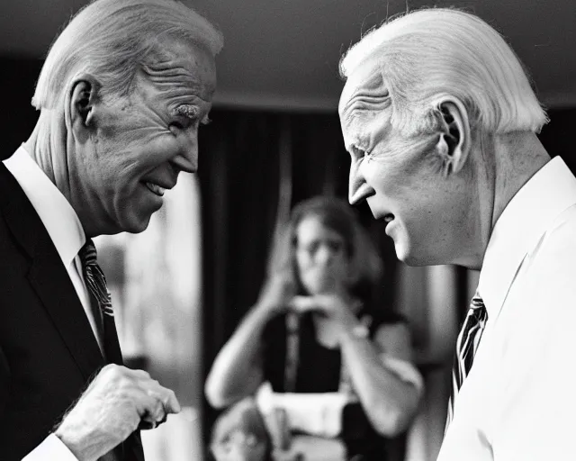 Image similar to president joe biden face to face with president joe biden, nikon 3 5 mm, photograph