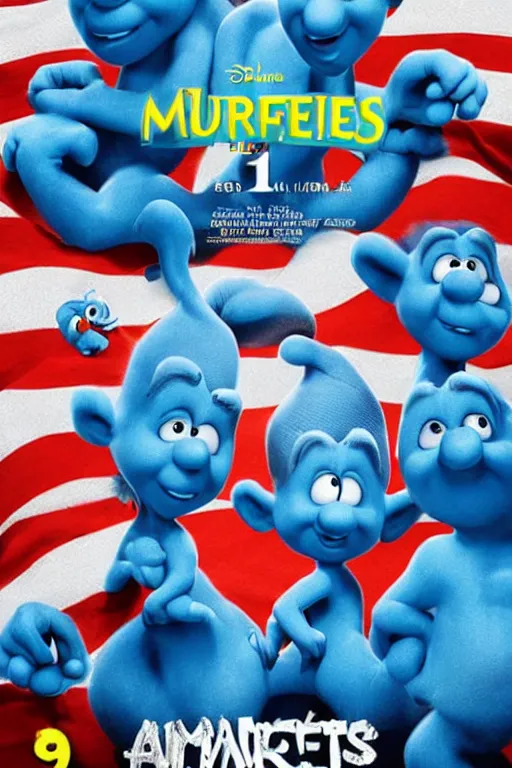 Prompt: Movie poster for The Smurfs: Remembering 9/11