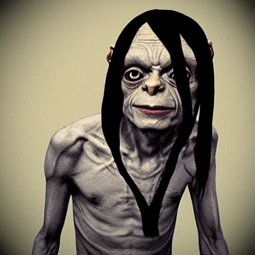 Image similar to photo portrait of gollum as an emo kid