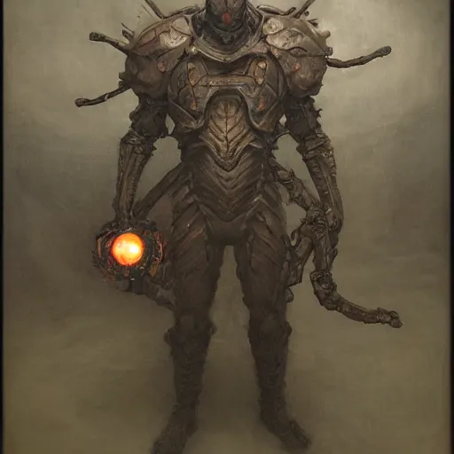 Image similar to stalker exoskeleton armor, anthropomorphic shiba inu, holding glowing stalker artefact, stuning 3 d render, masterpiece, glowing black aura, foggy dark graveyard, by donato giancola and greg rutkowski and wayne barlow and zdzisław beksinski, realistic face