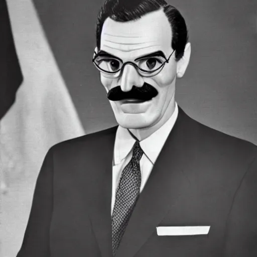 Image similar to president waluigi, 1 9 6 0, still, photograph, photo, black and white