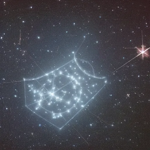 Image similar to constellation in space shaped like nicolas cage