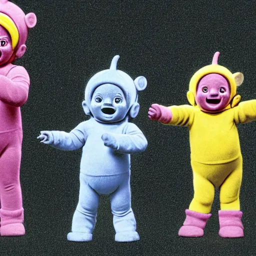 Image similar to The Teletubbies in an existential crisis