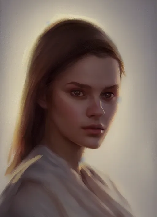 Prompt: portrait of a gorgeous young woman in the style of stefan kostic, artstation, concept art, realistic photo