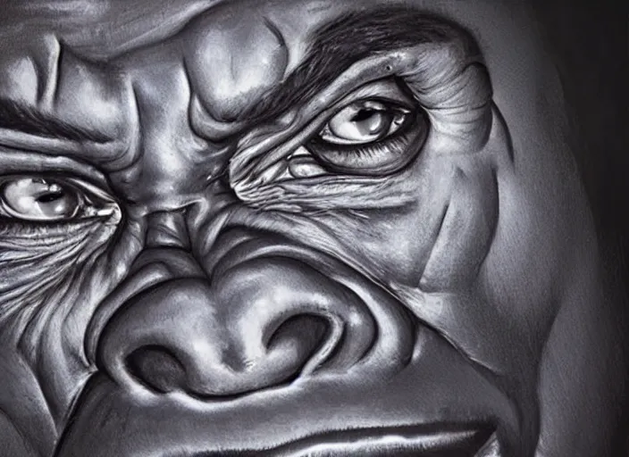 Image similar to Joe Rogan gorilla transformation, step by step, ArtGerm, masterpiece