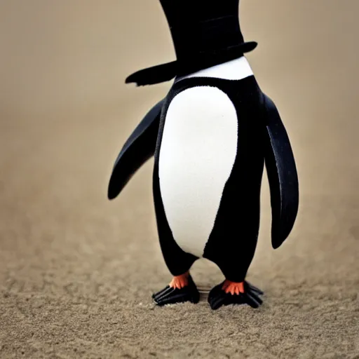 Prompt: Penguin wearing top hat