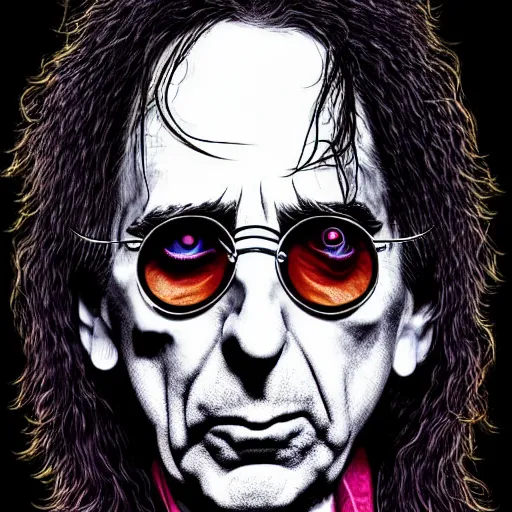 Prompt: graphic illustration, creative design, alice cooper as harry potter, biopunk, francis bacon, highly detailed, hunter s thompson, concept art