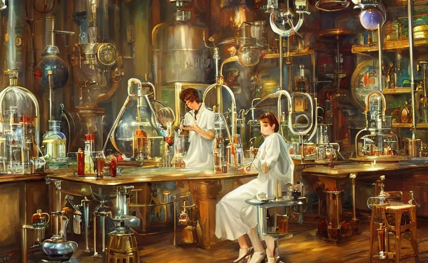 Image similar to Alchemy laboratory. By Konstantin Razumov, highly detailded