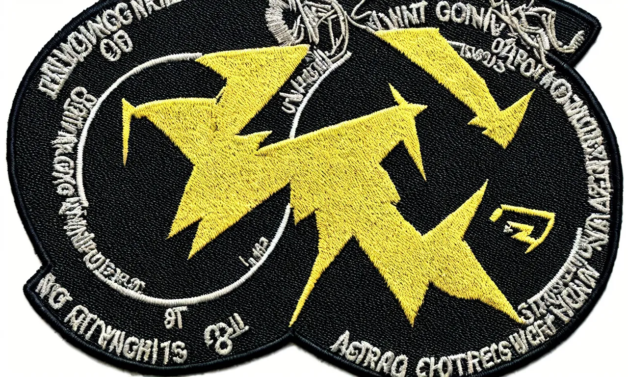 Image similar to a gorilla snapping lighting bolts of n it's hands. round, circular embroidered us radar corps patch 8 k /