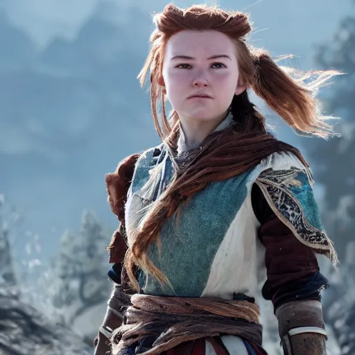 Image similar to a beautiful photo of hannah hoekstra as aloy in horizon forbidden west