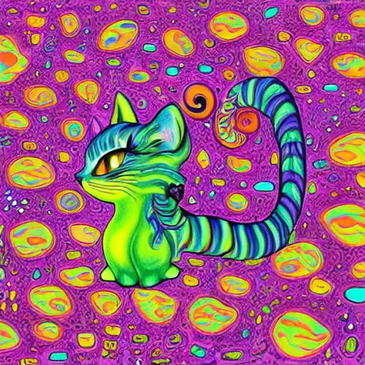 Prompt: cat seahorse shapeshifter, long haired humanoid fursona, detailed painterly digital art by lisa frank and louis wain, furaffinity, cgsociety