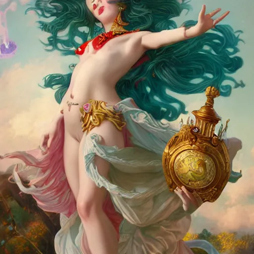 Image similar to the goddess of love showing humanity it's true form by Huang Guangjian and Gil Elvgren and Sachin Teng, 8k,