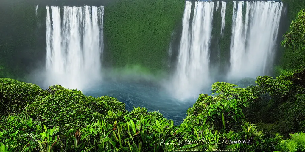 Image similar to akaka falls, maui hawaii, greg rutkowski