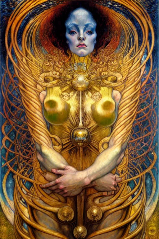 Image similar to Divine Chaos Engine by Karol Bak, Jean Delville, William Blake, Gustav Klimt, and Vincent Van Gogh, symbolist, visionary