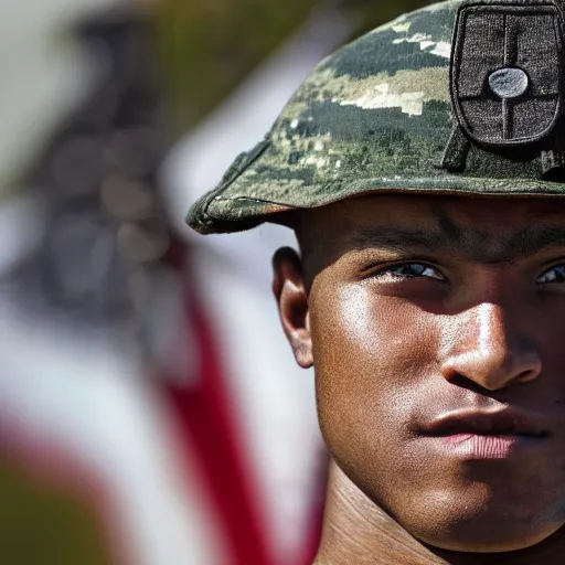 Prompt: Photo of a US soldier, Close-up shot