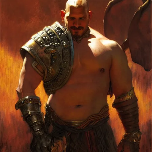 Image similar to iron bull, dragon age, painting by gaston bussiere, craig mullins, j. c. leyendecker, tom of finland