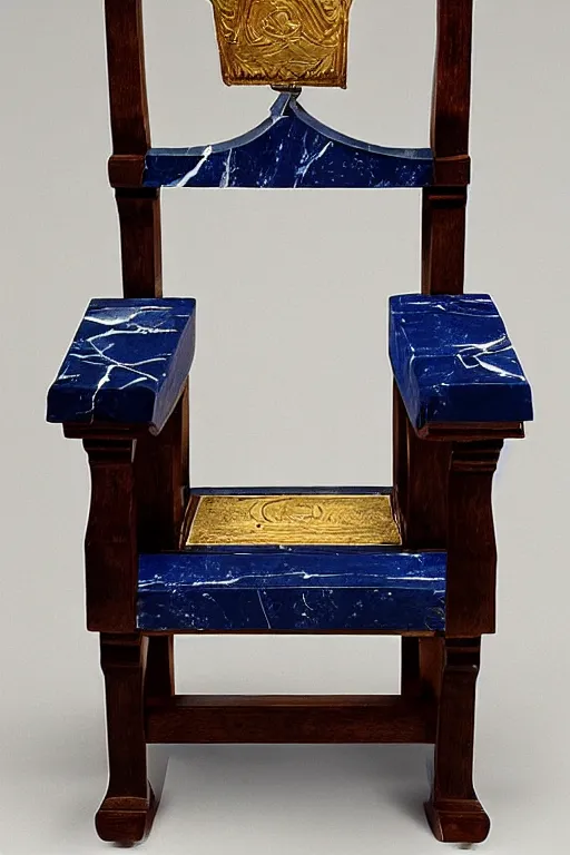 Image similar to a great throne chair made out of sapphire stone