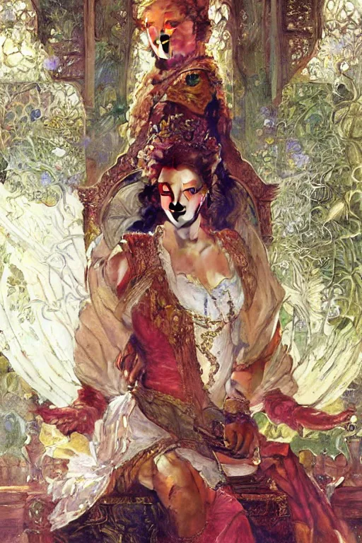 Prompt: Queen Jane Seymour sitting on a throne, fantasy, by Stanley Artgerm Lau, greg rutkowski, thomas kindkade, alphonse mucha, loish, norman Rockwell