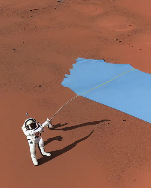 Prompt: An Indian astronaut planting the Indian flag on the surface of Mars, 3d render, digital art