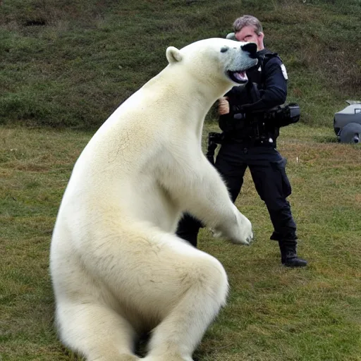 Image similar to a polar bear getting interrogated