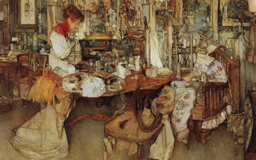 Image similar to a painting, oil on canvas, by carl larsson