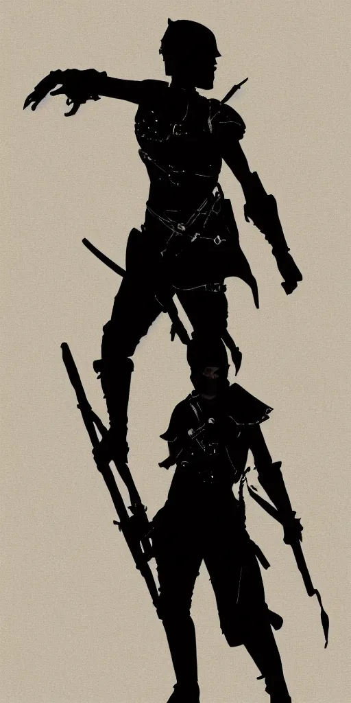 Prompt: a highly detailed digital painting of the silhouette of an assassin