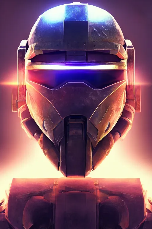 Image similar to robot ninja mask helmet halo master chief radiating a glowing aura global illumination ray tracing hdr fanart arstation by ian pesty and katarzyna da „ bek - chmiel