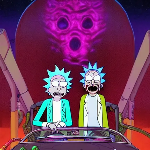 Prompt: rick and morty fear and loathing in las vegas ( 1 9 9 8 ), psychedelic digital art, ultra realistic, concept art, intricate details, eerie, highly detailed, photorealistic, octane render, 8 k, unreal engine. art by artgerm and greg rutkowski and charlie bowater and magali villeneuve and alphonse mucha