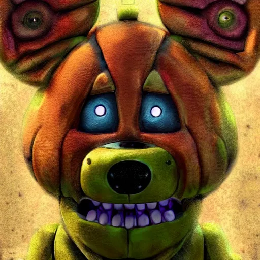 Prompt: portrait of spring trap from fnaf, realistic painting, high definition, digital art, matte painting, very detailed, realistic