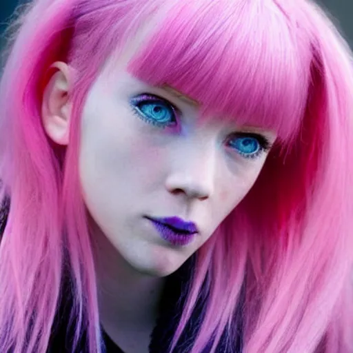 Prompt: « highly detailed, scarlet johnson, ghost in the shell, pink hair, pretty, blue eyes »