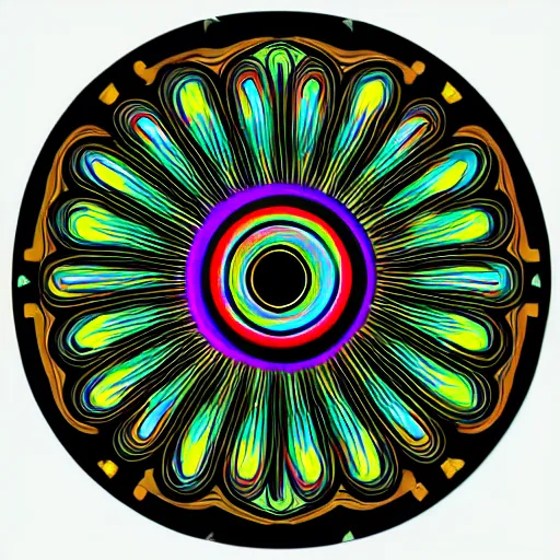 Image similar to cyberpunk neon colored blackhole mandala eye art