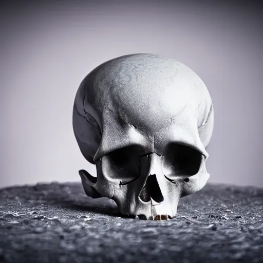 Image similar to A photo of {a skull of an Alien} , professional photograph, studio lighting, highly detailed
