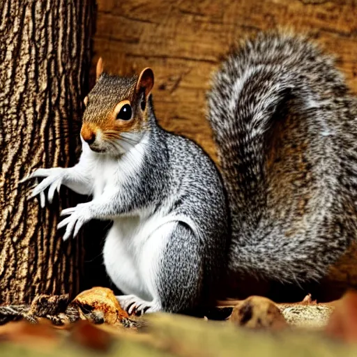 Image similar to a small squirrel is standing on a log, a jigsaw puzzle by john nicolson, featured on cg society, naturalism, sharp focus, behance hd, national geographic photo