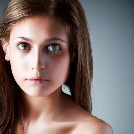 Prompt: photographic Close-up face of a extremely beautiful girl with clear eyes and light brown hair , high light on the left,non-illuminated backdrop, illuminated by a dramatic light, Low key lighting, light dark, High constrast, dramatic , flash studio,steve mccurry, Lindsay Adler, norman rockwell, craig mulins ,dark background, high quality,photo-realistic, 8K,