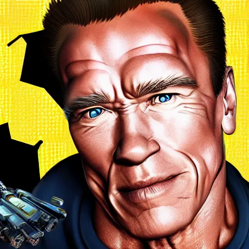 Image similar to a screenshot of arnold schwarzenegger as mercy in overwatch