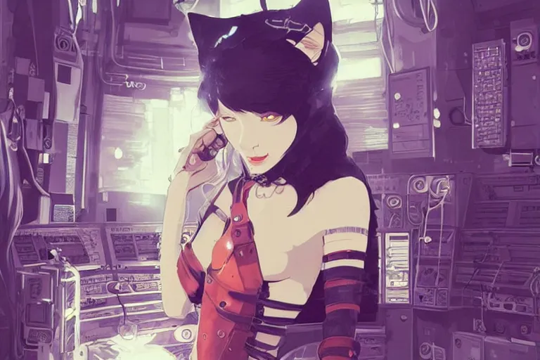 Cyberpunk cat girls! Generated in Stable Diffusion using Loopback